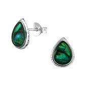 Aramat jewels ® - 925 sterling zilveren oorbellen druppel abalone groen