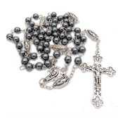 Gebedssnoer- Met opbergtasje cadeau-Obsidiaan- Zwart- Rozenkrans ketting- Charme Bijoux