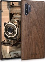 kalibri hoesje geschikt voor Samsung Galaxy Note 10 Plus - Beschermende telefoonhoes van hout - Slank smartphonehoesje in donkerbruin