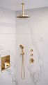Brauer Gold Edition thermostatische inbouw doucheset - geborsteld goud PVD - hoofddouche 30cm - plafondsteun - ronde handdouche