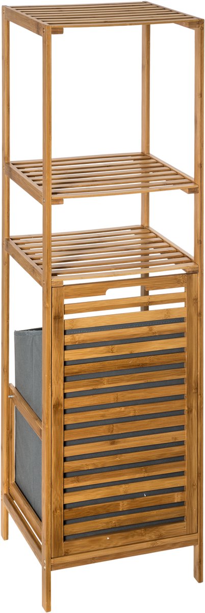 Goedkoopste Badkamerkast Bamboe met Wasmand 32x35x118 cm - Bruin