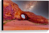 Canvas  - Gat in Monument Valley, Arizona - 60x40cm Foto op Canvas Schilderij (Wanddecoratie op Canvas)