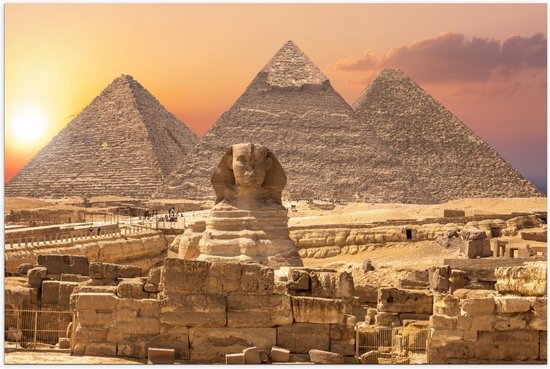 Poster – The Sphinx Beeld voor Piramides in Egypte - 90x60cm Foto op Posterpapier