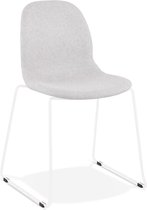 Alterego Designstoel 'DISTRIKT' in lichtgrijze stof met wit metalen onderstel