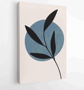 Earth tone boho foliage line art drawing with abstract shape. Abstract Plant Art design for print, cover, wallpaper, Minimal and natural wall art. 2 - Moderne schilderijen – Vertic