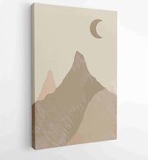 Mountain wall art vector set. Earth tones landscapes backgrounds set with moon and sun. 1 - Moderne schilderijen – Vertical – 1825846481 - 80*60 Vertical