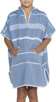 Kids Zwemponcho Leyla Petrol Blue - 2-3 jaar - jongens/meisjes/unisex pasvorm - poncho handdoek voor kinderen met capuchon - zwemponcho - badcape