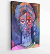 Woman Cubism face, Girl Portrait Face Design. - Moderne schilderijen - Vertical - 1544953037 - 80*60 Vertical