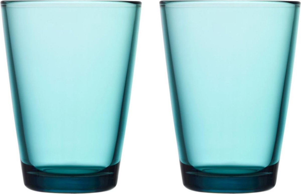 Iittala Kartio Tumbler Glazen Set - Waterglas - Vaatwasbestendige Longdrinkglazen - Zeeblauw - 40 cl - 2 Stuks