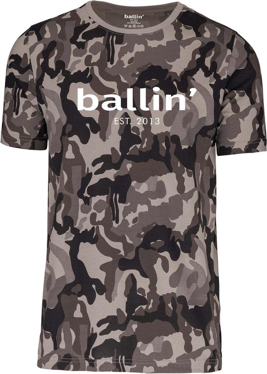 Ballin Est. 2013 - Heren Tee SS Grijs Camouflage Shirt - Grijs - Maat XL