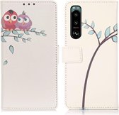 Sony Xperia 5 III Hoesje Wallet Book Case met Uilen Print