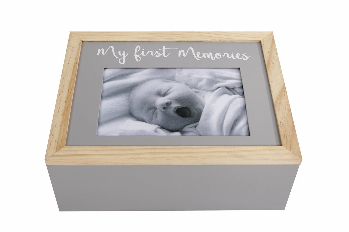Gifts Amsterdam Opbergbox 'my First Memories' 24x19x9 Cm Hout Grijs
