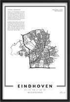 Poster Stad Eindhoven - A2 - 42 x 59,4 cm - Inclusief lijst (Zwart Aluminium)