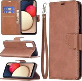 Voor Samsung Galaxy A03s Retro Lamsvacht Textuur Pure Kleur Horizontale Flip PU Lederen Case met Houder & Kaartsleuven & Portemonnee & Lanyard (Bruin)