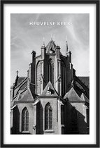 Poster Heuvelse Kerk Tilburg - A3 - 30 x 40 cm - Inclusief lijst (Zwart MDF)