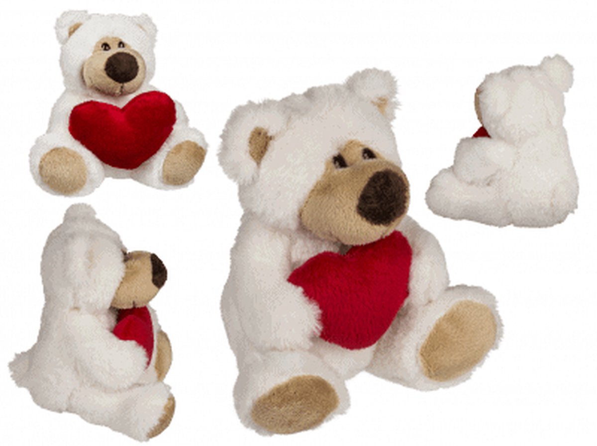 Pluche knuffelbeertje met rood hartje - 15 cm - Valentijnsdag decoratie/cadeau - Liefde — afbeelding 9