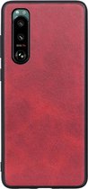 Sony Xperia 5 III Hoesje Back Cover Echt Leer Rood