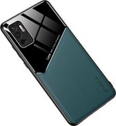 Voor Xiaomi Redmi Note 10 5G All-inclusive leer + beschermhoes van organisch glas met metalen ijzeren plaat (donkergroen)