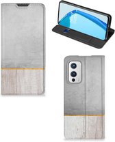 Magnet Case Cadeau voor Vader OnePlus 9 Smartphone Hoesje Wood Beton