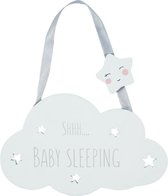 Deurbordje - Wolk met sterren - Shhh.... baby sleeping - 11x18cm - Hout