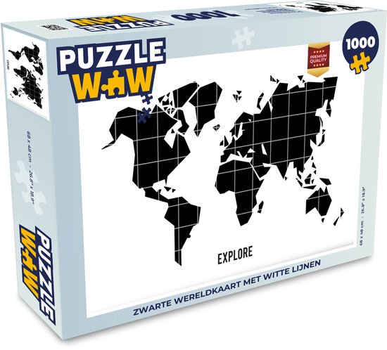 Puzzel Wereldkaart - Trendy - Zwart - Legpuzzel - Puzzel 1000 stukjes  volwassenen | bol.com