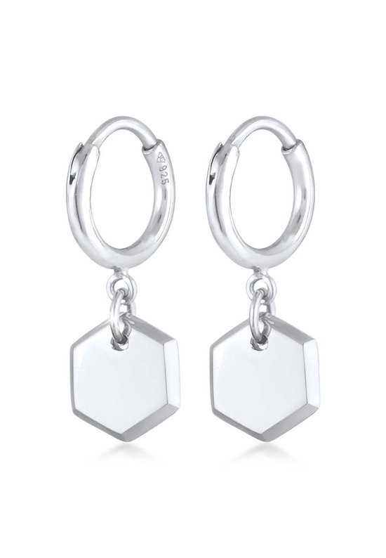 Elli Dames Oorbellen Dames oorringen Oorbellen Zeshoekige Plaat Minimal Trend Blogger in 925 Sterling Zilver