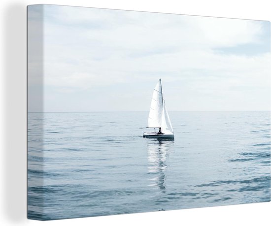 Bediende Recyclen doe niet Canvas Schilderij Zee - Zeilboot - Blauw - 60x40 cm - Wanddecoratie |  bol.com