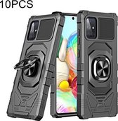 Voor Samsung Galaxy A71 4G 10 PCS Union Armor Magnetische PC + TPU Shockproof Case met 360 Graden Rotatie Ring Houder (Zwart)