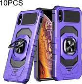 10 PCS Union Armor Magnetische PC + TPU Shockproof Case met 360 Graden Rotatie Ring Houder Voor iPhone XS Max (Paars)
