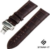 Strap-it Samsung Galaxy Watch 41mm / 42mm luxe leren band - donkerbruin