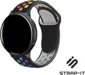 Strap-it Siliconen sport bandje - geschikt voor Garmin Vivoactive 3 / Venu / Venu SQ / Vivomove HR / Forerunner 245 / 645 - zwart/kleurrijk