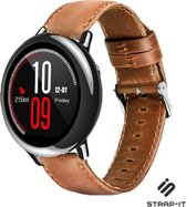 Leer Smartwatch bandje - Geschikt voor  Xiaomi Amazfit Pace leren bandje - bruin - Strap-it Horlogeband / Polsband / Armband