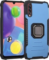 Voor Samsung Galaxy A21 Amerikaanse versie Fierce Warrior-serie Armor All-inclusive schokbestendig aluminium + TPU-beschermhoes met ringhouder (blauw)