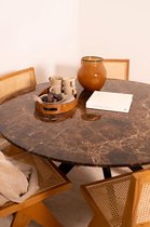 Marmeren Eettafel Rond –  Dark Emperador Bruin (Boog Onderstel) - 140 cm  - Gepolijst