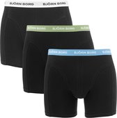 Björn Borg boxershorts Essential (3-pack) - zwart met gekleurde tailleband -  Maat: XXL