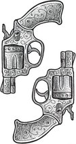 Tattoo classic revolver - plaktattoo - tijdelijke tattoo - 21 cm x 11.4 cm (L x B)