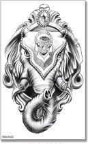 Tattoo masked elephant - plaktattoo - tijdelijke tattoo - 12 cm x 9 cm (L x B)