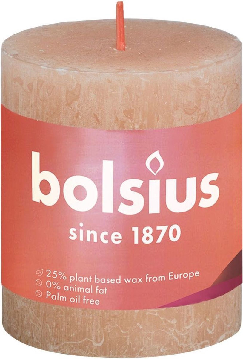 Bolsius Stompkaars Misty Pink Ø68 mm - Hoogte 8 cm - Roze/Grijs - 35 branduren