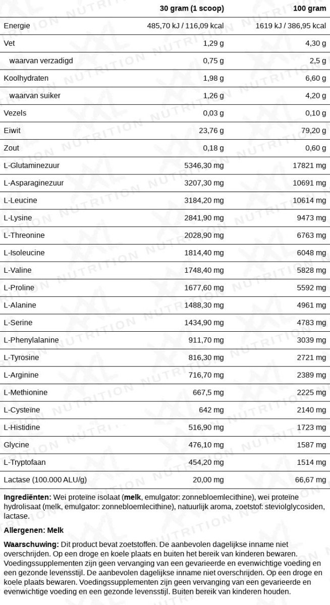 XXL Nutrition - Natural Gold Whey - Whey Hydrolisaat & Isolaat Proteďne - Eiwitpoeder Shake - 100% Natuurlijk - Diverse Smaken - Vanille - 1000 gram (33 shakes) van XXL Nutrition — afbeelding 3