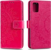 Voor Samsung Galaxy A71 5G Totem Bloem Reliëf Horizontale Flip TPU + PU Leren Case met Houder & Kaartsleuven & Portemonnee (Rood)