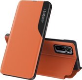 Voor Geschikt voor Xiaomi Redmi Note10 4G / Note 10S Zijdisplay Magnetisch schokbestendig horizontaal Flip lederen tas met houder (oranje)