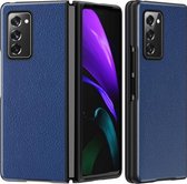 Voor Samsung Galaxy Z Fold2 5G lederen textuur + PC Full Coverge opvouwbaar hoesje (Blue Litchi Texture)