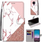 Voor Nokia 5.4 Gekleurde Tekening Cross Textuur Horizontale Flip PU Lederen Case met Houder & Kaartsleuven & Portemonnee & Lanyard (Roze Steen Textuur)