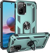 Voor Xiaomi Redmi Note 10 / Note 10S schokbestendige TPU + pc-beschermhoes met 360 graden roterende houder (groen)