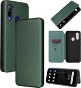 Voor ZTE Libero 5G Koolstofvezel Textuur Magnetische Horizontale Flip TPU + PC + PU Lederen Case met Kaartsleuf (Groen)