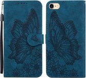 Retro Skin Feel Butterflies Embossing Horizontale lederen flip-hoes met houder & kaartsleuven en portemonnee voor iPhone 6 / 6s (blauw)
