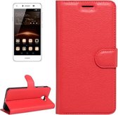 Voor Huawei Y5 II Litchi Texture Horizontale Flip Leren Case met Magnetische Gesp & Houder & Kaartsleuven & Portemonnee (Rood)