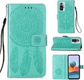 Voor Xiaomi Redmi Note 10 Pro / Note 10 Pro Max Dream Catcher Printing Horizontale flip lederen hoes met houder & kaartsleuven & portemonnee & lanyard (groen)