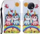 Voor Xiaomi Redmi Note 9T Gekleurde Tekening Patroon Horizontale Flip PU Lederen Case met Houder & Kaartsleuven & Portemonnee & Lanyard (Paar Eenhoorn)