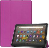 Voor Amazon Fire HD 10 (2021) Custer Texture Horizontale flip lederen tas met drievoudige houder en slaap- / wekfunctie (paars)